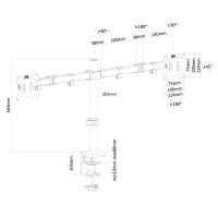 Le support de bureau NewStar, modèle FPMA-D550DBLACK, est un montage inclinable, pivotant et rotatif, pour 2 écrans plats jusqu'à 81.28 cm (32") . Le support de bureau NewStar, modèle FPMA-D550DBLACK, est un montage inclinable, pivotant et rotatif, pour 2 écrans plats jusqu'à 81.28 cm (32") .