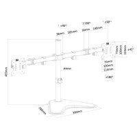 Le support de bureau NewStar, modèle FPMA-DD550DBLACK, est un montage inclinable, pivotant et rotatif, pour 2 écrans plats jusqu'à 81.28 cm (32") . Le support de bureau NewStar, modèle FPMA-DD550DBLACK, est un montage inclinable, pivotant et rotatif, pour 2 écrans plats jusqu'à 81.28 cm (32") .