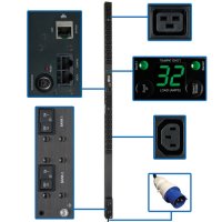 PDU surveillé monophasé 7,4 kW, prises 230V (36 C13 et 6 C19), IEC-309 32 A bleu, cordon 10 ft (3 m), vertical 0U PDU surveillé monophasé 7,4 kW, prises 230V (36 C13 et 6 C19), IEC-309 32 A bleu, cordon 10 ft (3 m), vertical 0U