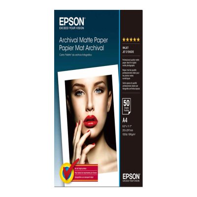 EPSON PAPIER MAT ARCHIVAL A4 19 EPSON MATTE archival papier inkjet 192g/m2 A4 50 feuilles pack de 1