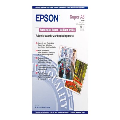 EPSON PAPIER AQUARELLE BLANC A3 EPSON S041352 Matte papier aquarelle inkjet 190g/m2 A3+ 20 feuilles pack de 1