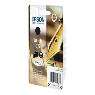 EPSON Cartouche noire serie 16 EPSON 16 cartouche dencre noir capacité standard 5.4ml 175 pages 1-pack blister sans alarme EPSON Cartouche noire serie 16 EPSON 16 cartouche dencre noir capacité standard 5.4ml 175 pages 1-pack blister sans alarme