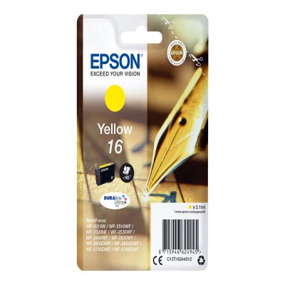 EPSON Serie Stylo Encre Durabri EPSON 16 cartouche dencre jaune capacité standard 3.1ml 165 pages 1-pack blister sans alarme