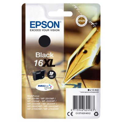 EPSON Cartouche noire serie 16X EPSON 16XL cartouche dencre noir haute capacité 12.9ml 500 pages 1-pack blister sans alarme
