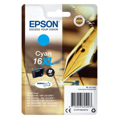 EPSON Serie Stylo Encre Durabri EPSON 16XL cartouche dencre cyan haute capacité 6.5ml 450 pages 1-pack blister sans alarme