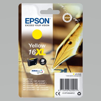 EPSON Serie Stylo Encre Durabri EPSON 16XL cartouche dencre jaune haute capacité 6.5ml 450 pages 1-pack blister sans alarme
