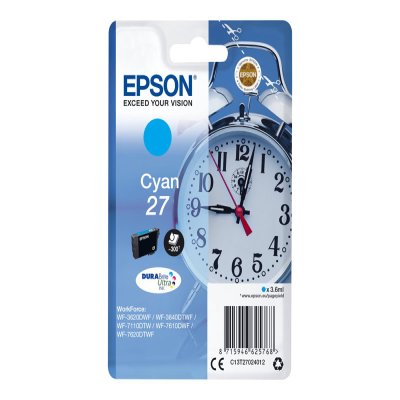 CARTOUCHE JET D'ENCRE 27 CYAN EPSON WORKFORCE WF-3640TWF.7110DTW. 7610DWF.7620DTWF ORIGINE