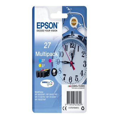 EPSON 27 MULTI PACK JAUNE CYAN MAGENTA POUR WORKFORCE WF3620DWF WF3640DTWF