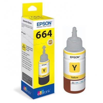 RECHARGE JAUNE T6644 70ML EPSON L100.L110.L120.L130.L200.L210.L220. L310.L350.L355.L365.L455.L475.L500. L555.L565.L575 / ECOTANK ET-1400. 2500.2550.4500 ORIGINE