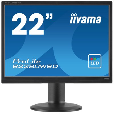ECRAN IIYAMA PROLITE B2280WSD-B1 LED 22" 1680X1050 DVI-D VGA HAUT-PARLEURS HAUTEUR PIVOT INCLINAISON NOIR ECO CONTRIBUTION 1.42 EURO INCLUS