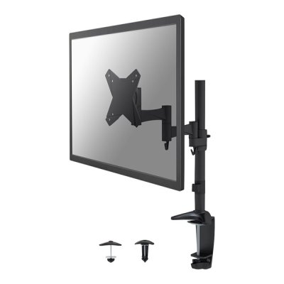 Le support de bureau NewStar, modèle FPMA-D1330BLACK, est un montage inclinable, pivotant et rotatif, pour écrans plats jusqu'à 76.2 cm (30") (76 cm).