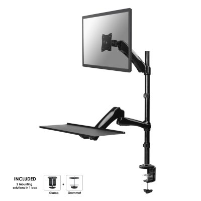 Lesupport de bureau NewStar, modèle FPMA-D500KEYB, est un support de bureau pour moniteur, clavier et souris. Ce produit est adapté pour les écrans jusqu'à 68.58 cm (27") (69 cm).