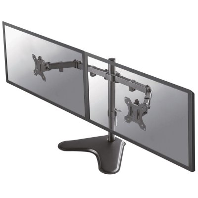 Le support de bureau NewStar, modèle FPMA-DD550DBLACK, est un montage inclinable, pivotant et rotatif, pour 2 écrans plats jusqu'à 81.28 cm (32") .