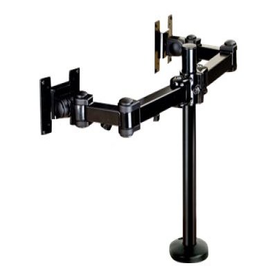 Le support de bureau NewStar, modèle FPMA-D960DG est un support de bureau avec inclinaison, rotation et pivot pour deux écrans plats jusqu’à 27” (69 cm).