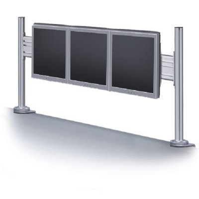 La barre d'outils de montage pour bureau NewStar, modèle FPMA- DTB100 est une grande barre d'outils de 130 cm pour 3 écrans plats maximum jusqu'à 60.96 cm (24") (61 cm).