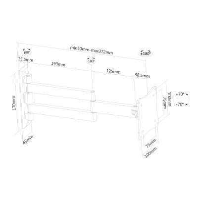 Le support mural NewStar, modèle FPMA-W830 est inclinable, pivotant et a une paroi rotative de montage pour écrans plats jusqu'à 68.58 cm (27") (69 cm). Le support mural NewStar, modèle FPMA-W830 est inclinable, pivotant et a une paroi rotative de montage pour écrans plats jusqu'à 68.58 cm (27") (69 cm).