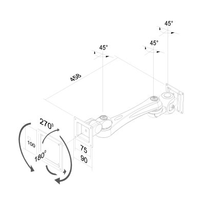 Le support mural NewStar, modèle FPMA-W920 est inclinable, pivotant et une paroi rotative de montage pour écrans plats jusqu'à 76.2 cm (30") (76 cm). Le support mural NewStar, modèle FPMA-W920 est inclinable, pivotant et une paroi rotative de montage pour écrans plats jusqu'à 76.2 cm (30") (76 cm).