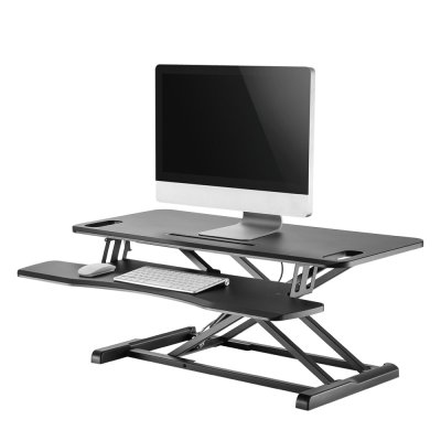 Le poste de travail NewStar assis-debout, modèle NS-WS300BLACK convertit une table standard en poste de travail assis-debout très confortable pour la santé.