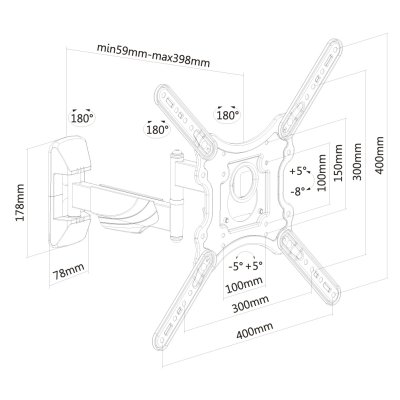 Le support mural NewStar, modèle LED-W430BLACK est un support mural pour téléviseur LCD/LED/Plasma jusqu'à 139.7 cm (55") . Le support mural NewStar, modèle LED-W430BLACK est un support mural pour téléviseur LCD/LED/Plasma jusqu'à 139.7 cm (55") .