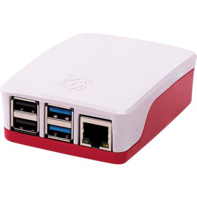 BOITIER OFFICIEL ROUGE&sol;BLANC POUR RASPBERRY PI 4