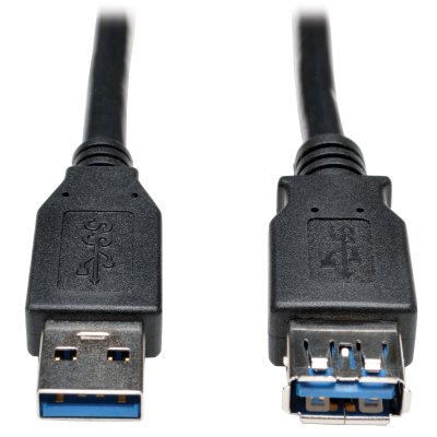Extension Cable AA M&sol;F Black 6-ft